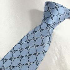 Gucci GG Bee Blue Silk Tie 8cm Wide 148cm Long Used