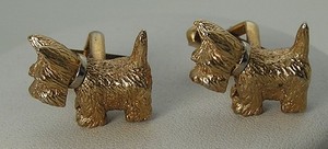 Authentic Stunning Vintage Retro Gold Plated Scottie Scottish Terrier Swank Dog Cufflinks