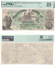 1861 $20 Confederate Note T-17 PMG VF-25