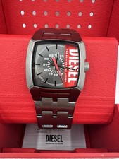 Diesel Cliffhanger Gunmetal Grey Square Logo Mens Watch Dz2188