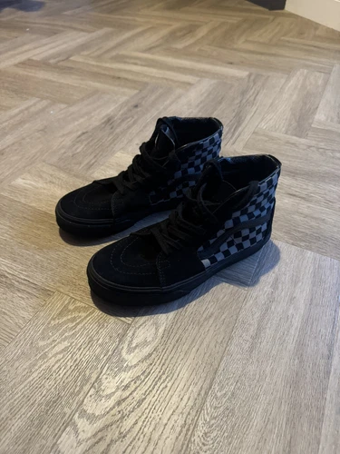 Scarpe da ginnastica alte Vans nere e a scacchi taglia 3