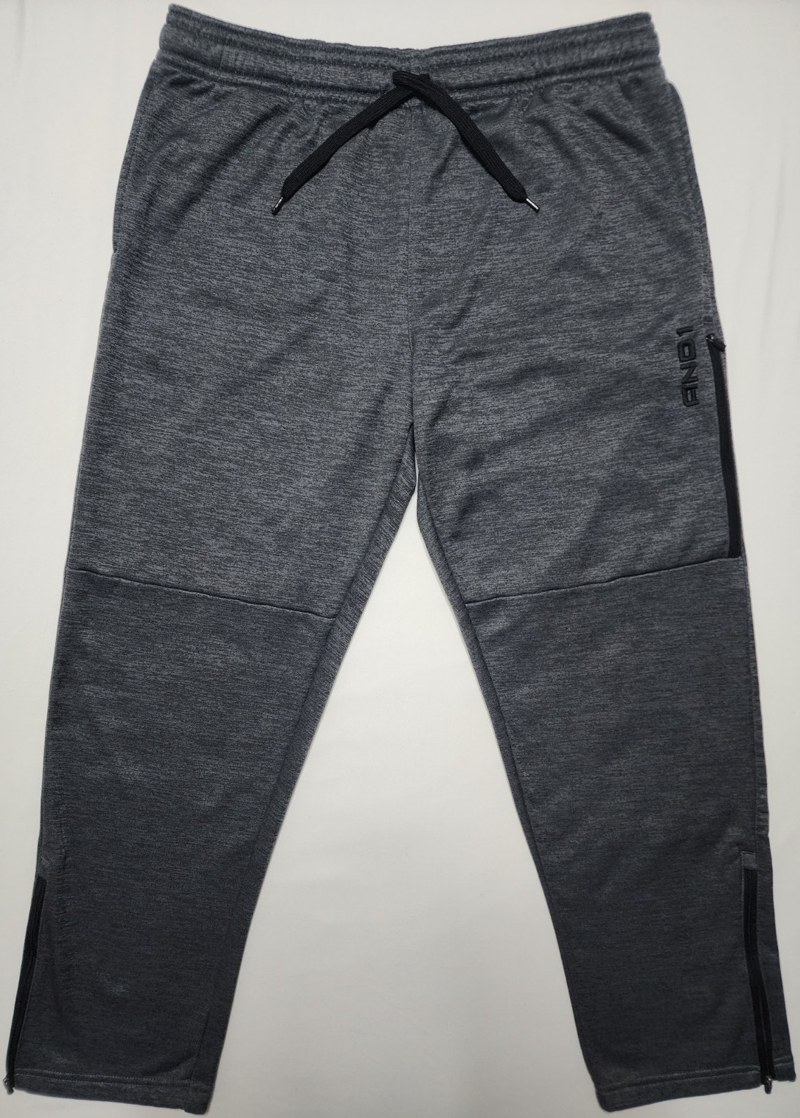 AND1 Men's XL Gray Casual Fleece Jogger Sweatpants Elastic Tie Waist Zip Ankle