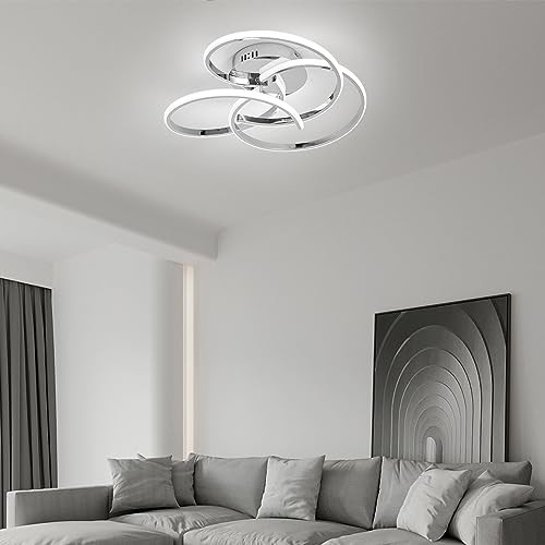 Modern Led Ceiling Light, 42W Dimmable Close to Ceiling Light Fixture with - Picture 2 of 7