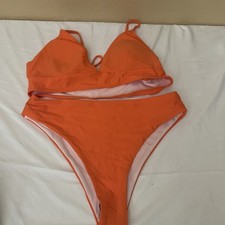 Women's Two-Piece Swimsuit Bikini Set - Blue/Red Pattern - Size L -...