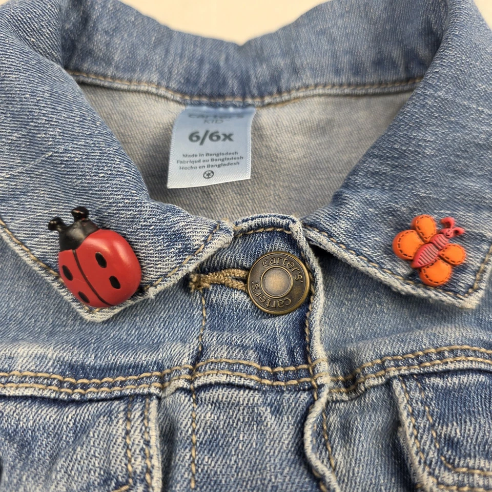 Chaqueta Princesa Disney Azul Denim Niñas Con Bolsillos Botón Frontal Talla 6/6X Foto 2 de 4