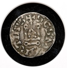 FRANCE. Abbey of Saint Martin, 1000-1100, Billon Denier Tournois, NGC XF40