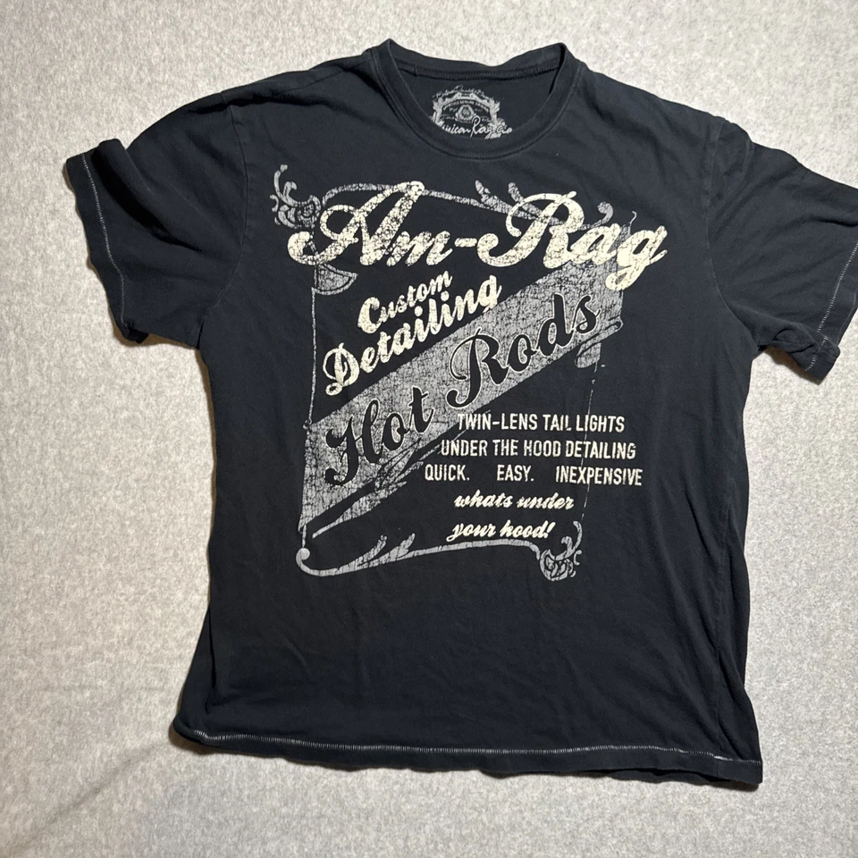 Camiseta De Colección Y2K American Rag Grande Manga Corta Hot Rods Detalle del Cliente Foto 2 de 4