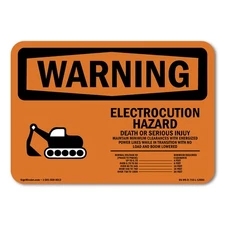 Electrocution Hazard Crane ANSI Warning Sign Metal Plastic Decal