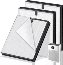 Pulluty HAP603 Replacement 3-in-1 H13 HEPA Activated Carbon Filter 4 Pack White