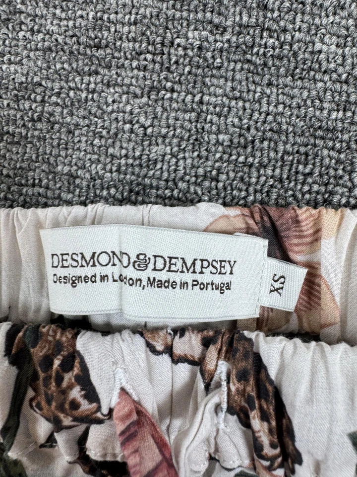 Conjunto de Pijama Desmond Dempsey Para Mujer XS Leopardo Estampado Floral Algodón Camisa Pantalones Foto 2 de 4