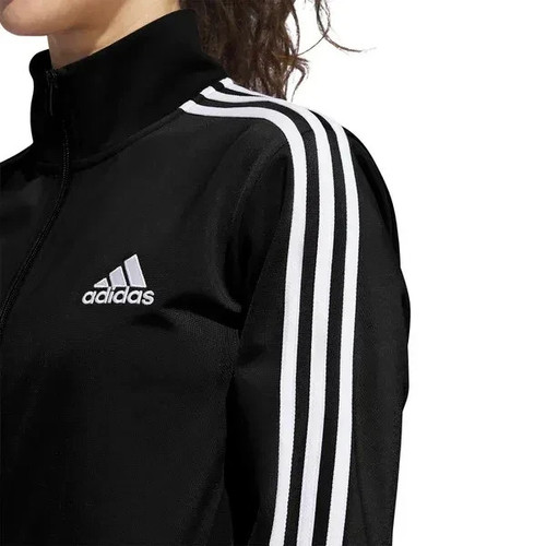 NUEVA Chaqueta de Pista Adidas Para Mujer M Negra con Rayas Blancas Cremallera Completa Cuello Simulado - Imagen 4 de 14
