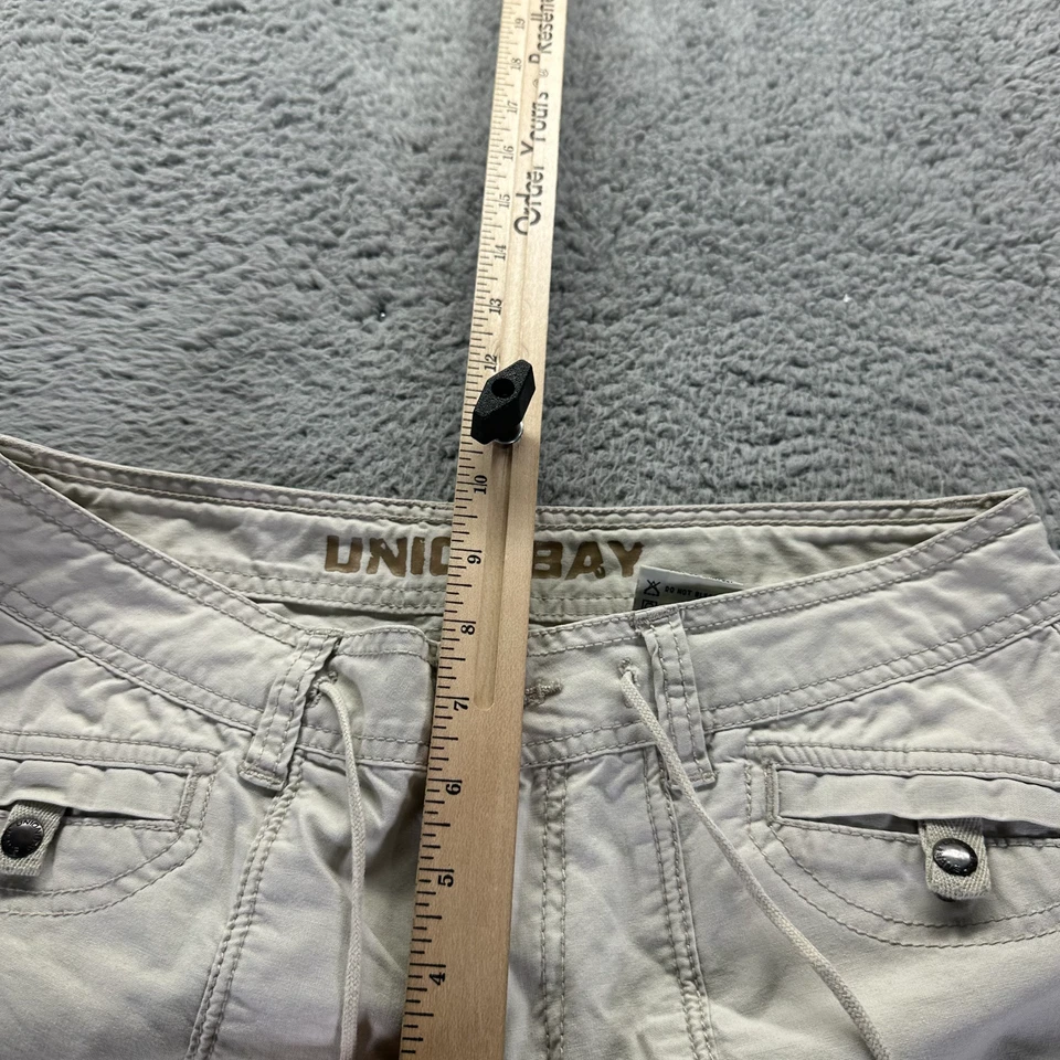 Pantalón Union Bay para mujer 31x34 blanco algodón carga cónico tiro bajo ropa de trabajo utilitario Foto 4 de 4