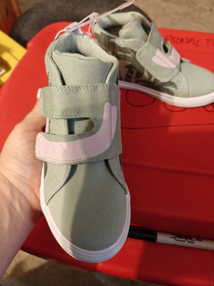 JA3- Cat & Jack 学步儿童高帮帆布运动鞋粉彩野生动物园动物鞋 11 — 第 3/4 张图片