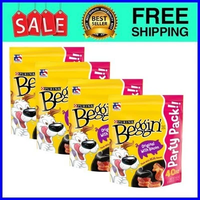 Purina Beggin' Strips Dog Treats Original Real Bacon Flavor Tender, 40oz 4 pack