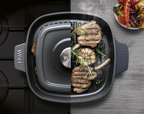 Woll "IRON" Steakpfanne mit Rillen, 24 x 24 cm, Inkl. Steakpresse - Carbon Grey - Bild 7 von 7