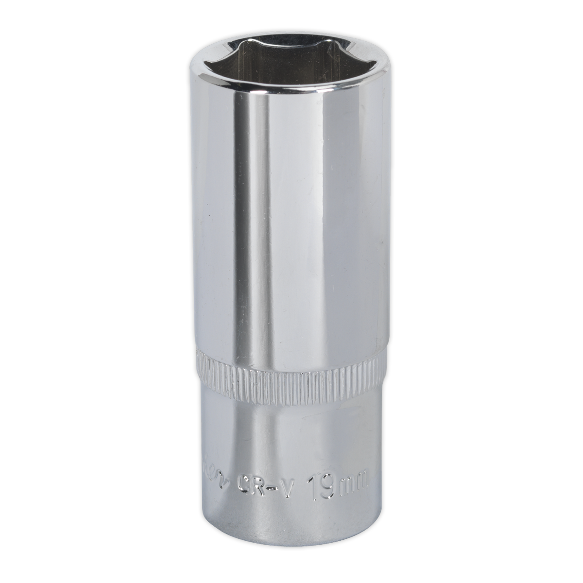 Sealey WallDrive Socket 19mm Deep 3/8""Sq Drive Fully Polished - SP3819D