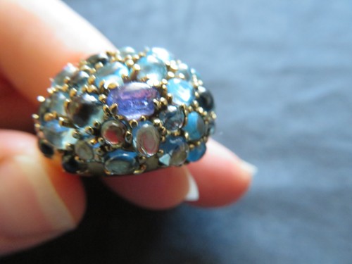 Stauer 14K Gelbgold Tansanit & Blautopas Cabochons Ringgröße 8, UVP 2795 $ - Bild 3 von 14