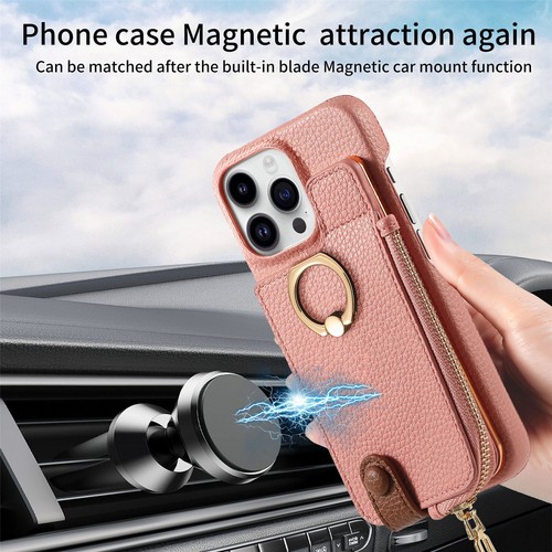 For iPhone 16 15 14 13 12 11 Plus Pro Max Flip Zipper Card Wallet Case With Ring - Picture 50 of 91