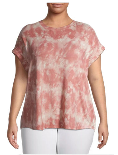 Como Blu Women’s Plus Size Super Soft Tie Dye Short Sleeve Sweatshirt Top 2X