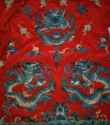 Red Chinese Qing Dynasty Emperors Formal Dress Embroidery Dragon Dragon Robe - Picture 3 of 5