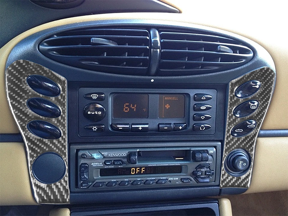 Cubierta lateral de consola de radio de fibra de carbono 2 piezas para Porsche Boxster 1998-2002 Foto 4 de 4