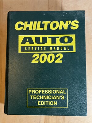 Chilton's Auto Service Manual 2002 (2001 Hardcover) 9346 Professional Edition