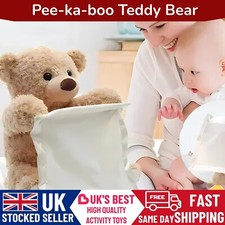 Peek a boo Teddybär interaktiv sprechender Bauch Zeit Verstecken braun rosa blau