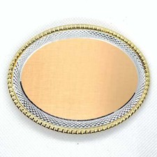 Beige With Silver  Gold Western Style Belt Buckle