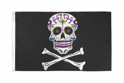 Pirate Sugar Skull Flag - 3ft x 5 ft