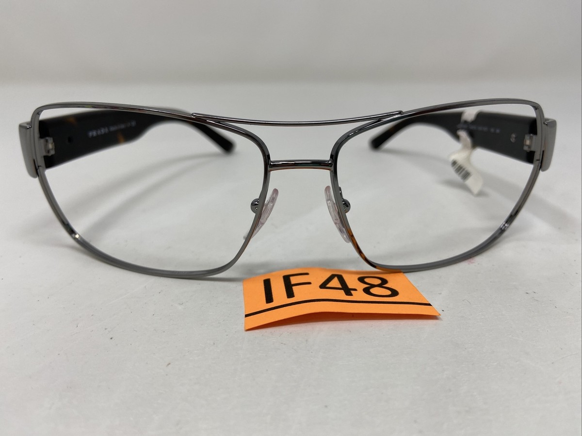 Prada Italy SPR 66O SAV-301 64-15-130 3N Gunmetal Metal Sunglasses