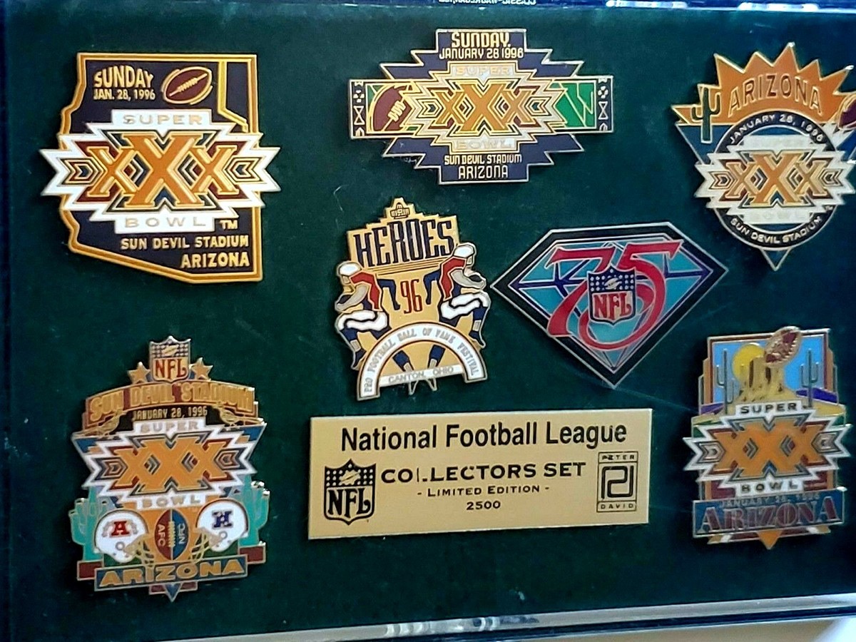 1995-96 NFL Super Bowl XXX Peter David Collector Pin Set Of 7