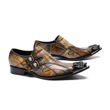 Men Leather Business Retri Formal Slip On Loafers Wedding Punk New Glitter Shoe