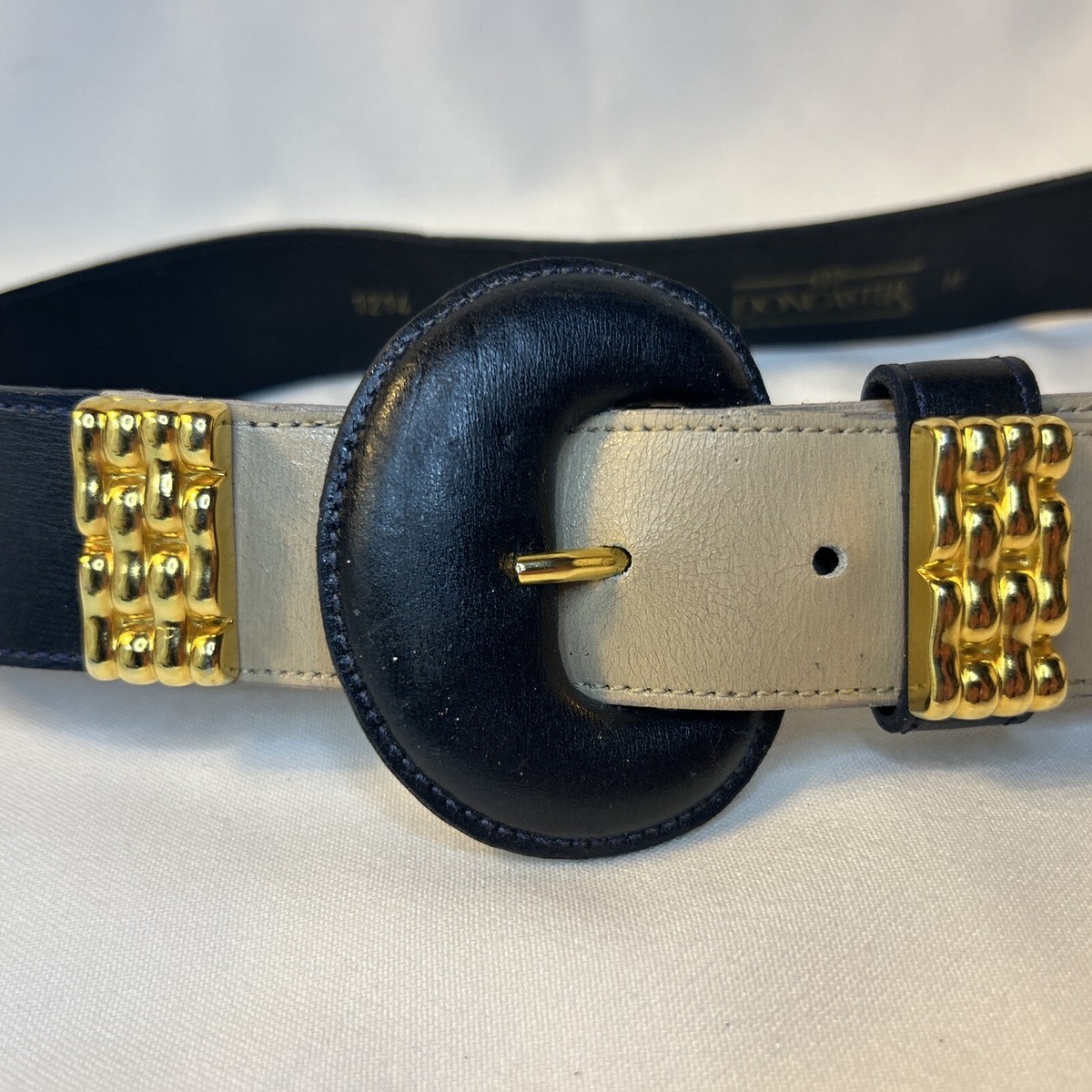 Doncaster Black Suede Belt with Gold Buckle and Colorful Accents, Sz Med Microfiber Suede Belt w. Classic Skinny Gold Buckle and Loop  main image 4