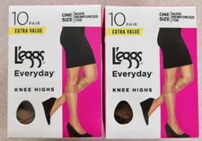 Leggs Everyday Knee Highs 20 PAIRS  Nude Reinforced Toe Sheer #21425