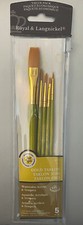Royal & Langnickel Gold Taklon 5 Set Paint Brushes Acrylic Watercolour Tempera