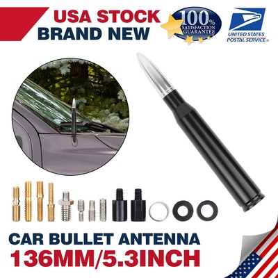Silver Black Short BULLET ANTENNA 5.3'' 50 Cal For Chevrolet Silverado 2500 HD