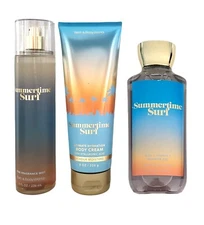 3 Piece Bath & Body Works Set SUMMERTIME SURF Body Mist Shower Gel & Body Cream