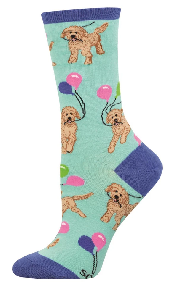 Chaussettes Femme Socksmith Doodle Party Coton Mélangé Labradoodle Menthe - Photo 1/1
