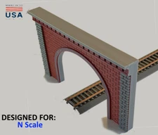 N Scale Red Brick Single Train Tunnel Portal - N  Model Railroad Scenery