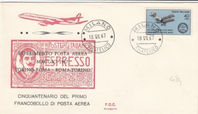 18.7.1967 3 FDC FIRST DAY '' 50^ ERSTE BRIEFMARKE LUFTPOST '' (L434)