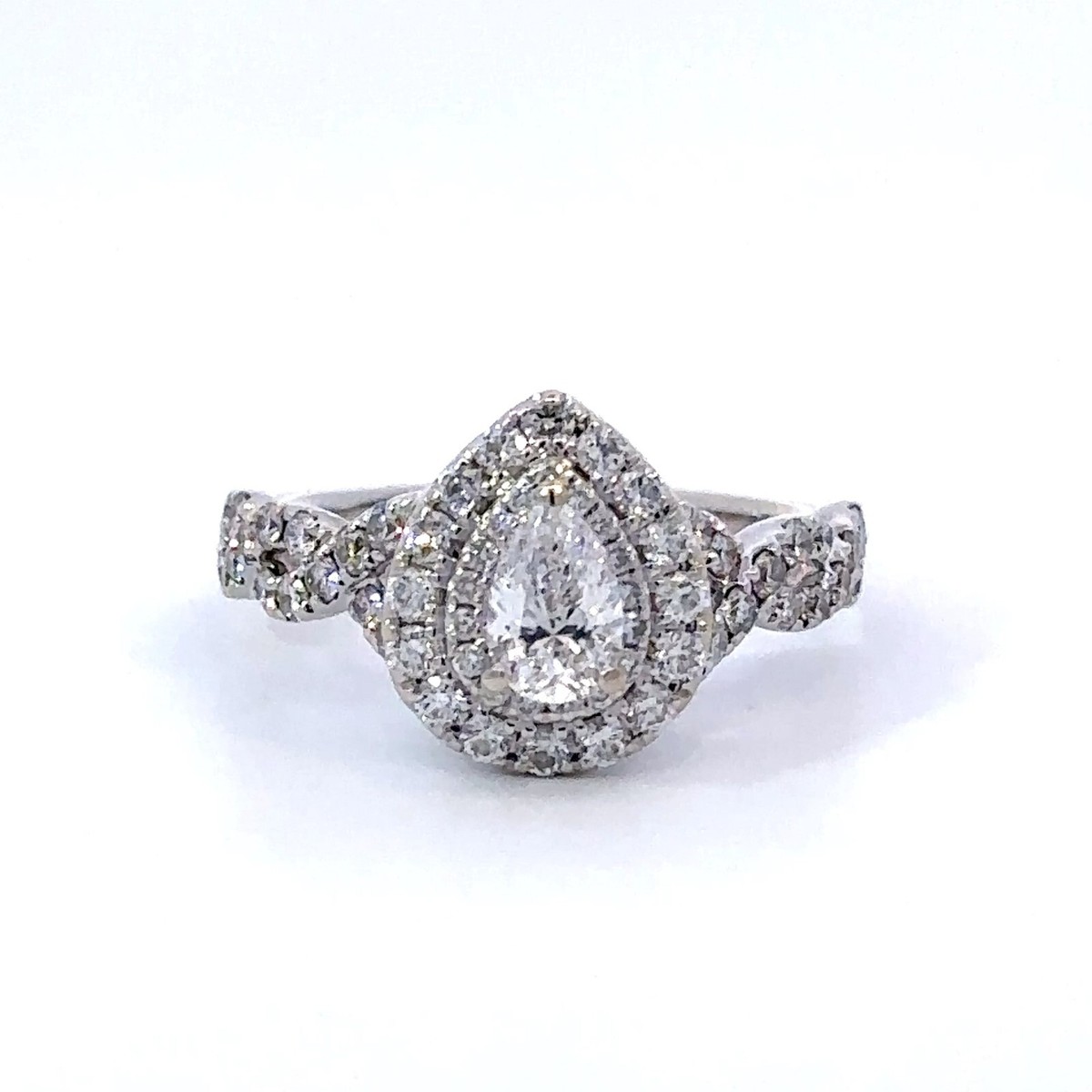 Neil Lane 14K White Gold Pear Diamond Halo Engagement Ring Size
