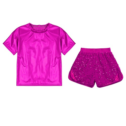 Kids Set Performance Sportswear Exercise Outfits Metallic Activewear Sequins - Picture 39 of 79