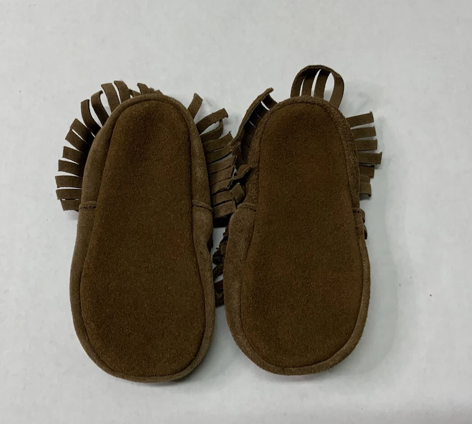 Mud Pie Forest Friends Bebé Niño Marrón Cuero Genuino Mocasines Zapatos Talla 6-12 Mo Foto 2 de 3
