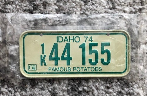 Bicycle License Plate TOY 1974 in Package NOS Vintage Honeycomb Cereal