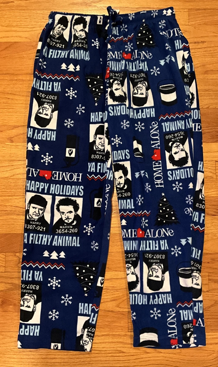 Home Alone Movie Blue Print Flannel Pajamas Pants Men s Size X