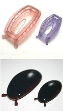 Oval Squeeze Clasp Hair Claw Tooth Grip Fish Clip Round Barrette Made in France