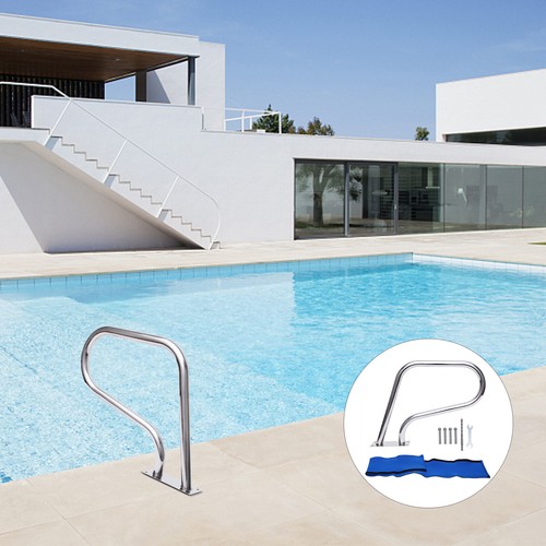 39.1" Swimming Pool Hand Rail Stainless Steel Handrail Stair Rail W/Base Plate - Picture 16 of 16