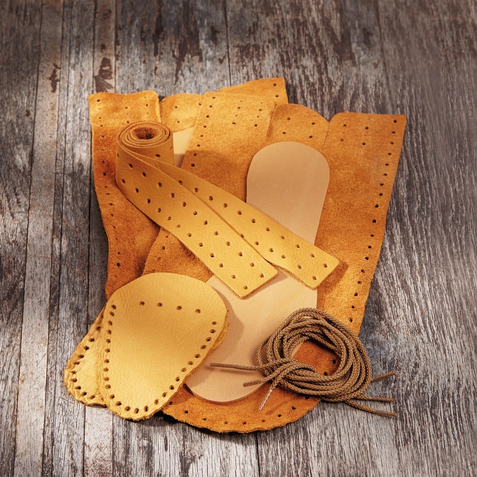 Leathercraft Moccasin Leather Kit - Golden Tan MAKE YOUR OWN Soft Slippers Shoes - Image 2 of 4