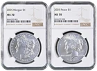 2025 Morgan & Peace Silver Dollar $1 NGC MS70 #377