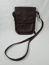 Vintage Brahmin Brown Pebbled Leather Saddle Flap Crossbody Bag Shoulder Purse